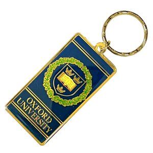 Oxford University Vtg Keyring Keychain Gold Enamel Crest UK England College Rare